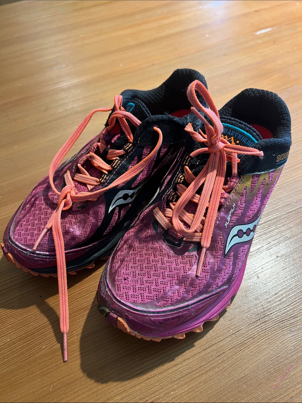 Saucony Pink and Orange Trail Running Shoes